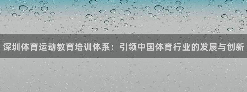 意昂3官网：深圳体育运动教育培训体系：引领中国体育行业的发展与创新